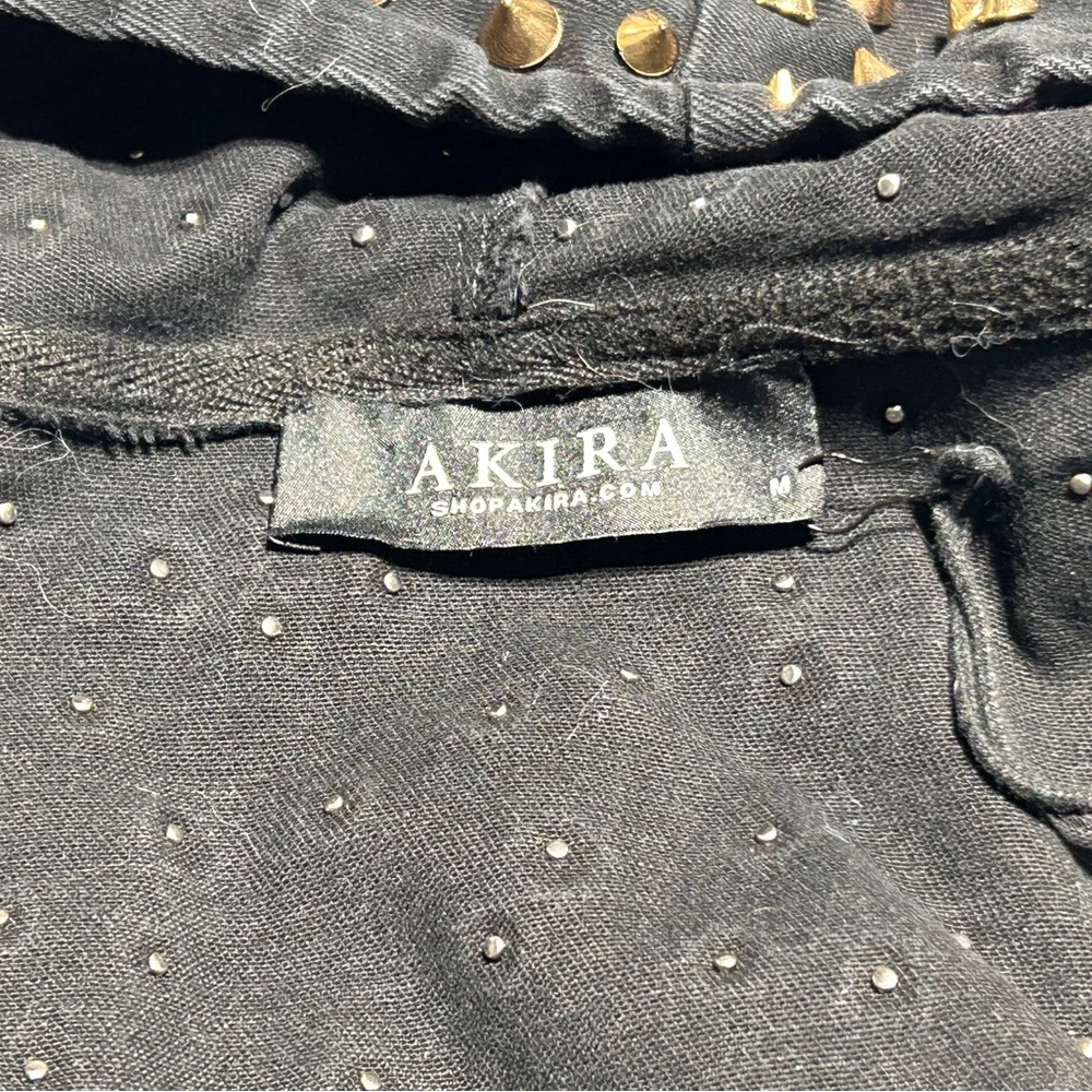 AKIRA Black Bomber Jacket with Gold Studs - Picture 6 of 11